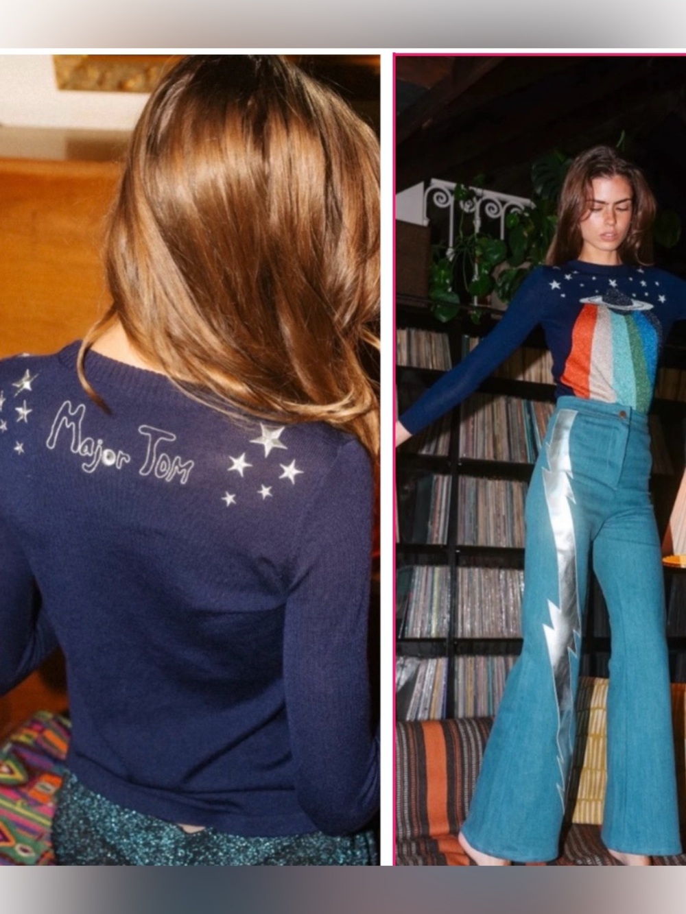 RARE Stoned Immaculate x David Bowie Collection Major Tom Sweater Navy Size M